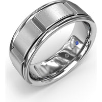 8mm Comfort Fit Men's Band with Sandblast Finish and Grooved Accents by Fana