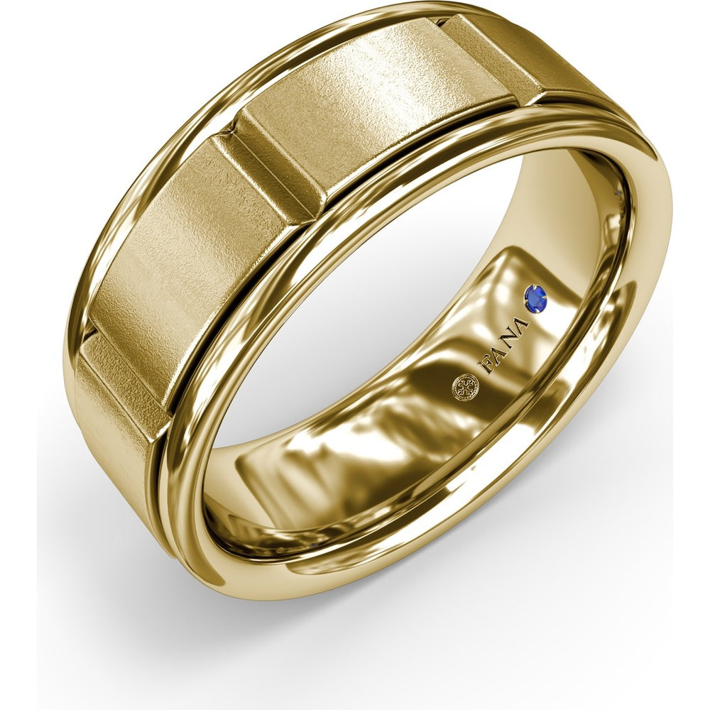8mm Comfort Fit Men's Band with Sandblast Finish and Grooved Accents by Fana