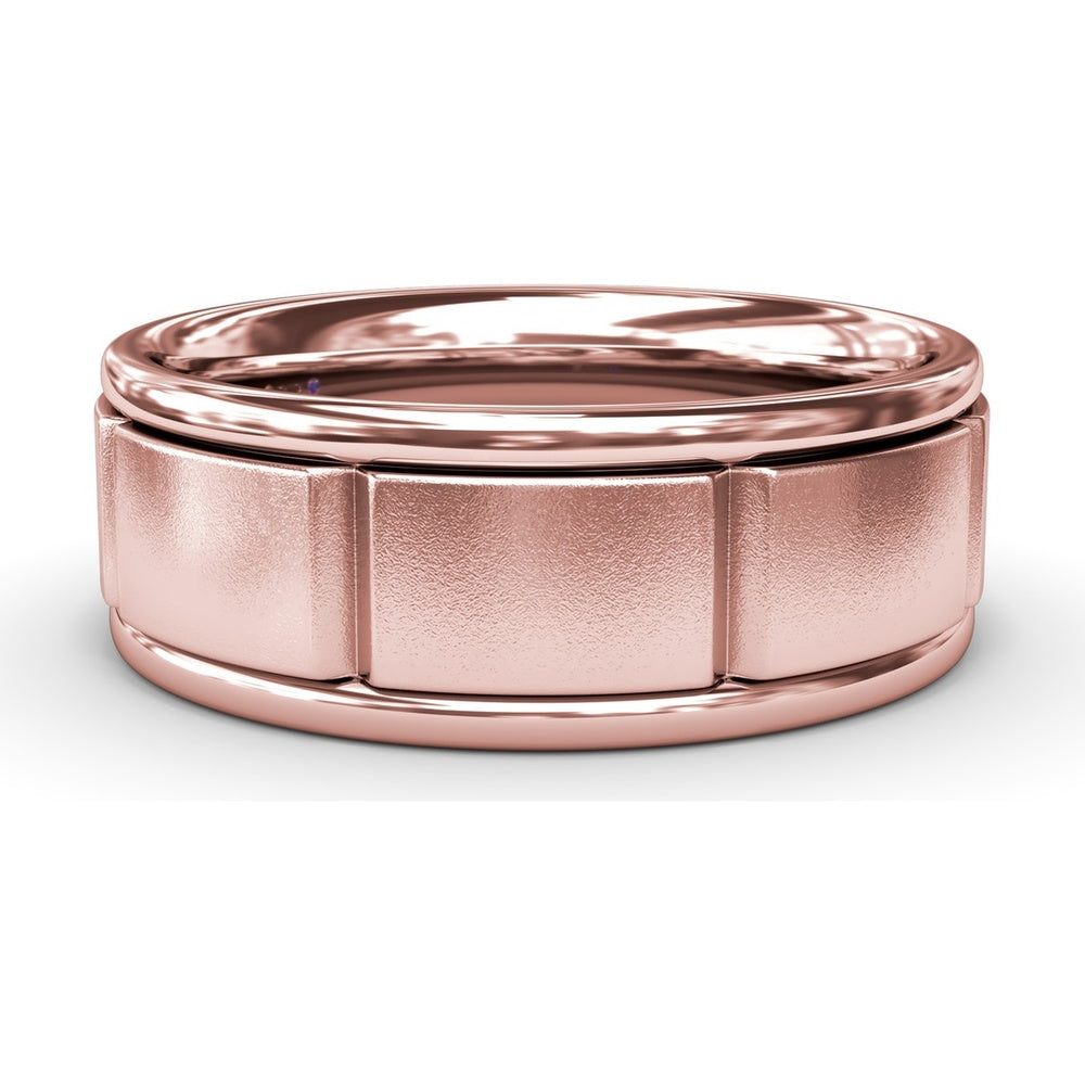 8mm Comfort Fit Men's Band with Sandblast Finish and Grooved Accents by Fana