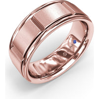 8mm Comfort Fit Men's Band with Sandblast Finish and Grooved Accents by Fana
