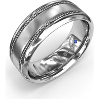 8mm Men's Band with Milgrain Edges and Sandblast Finish by Fana