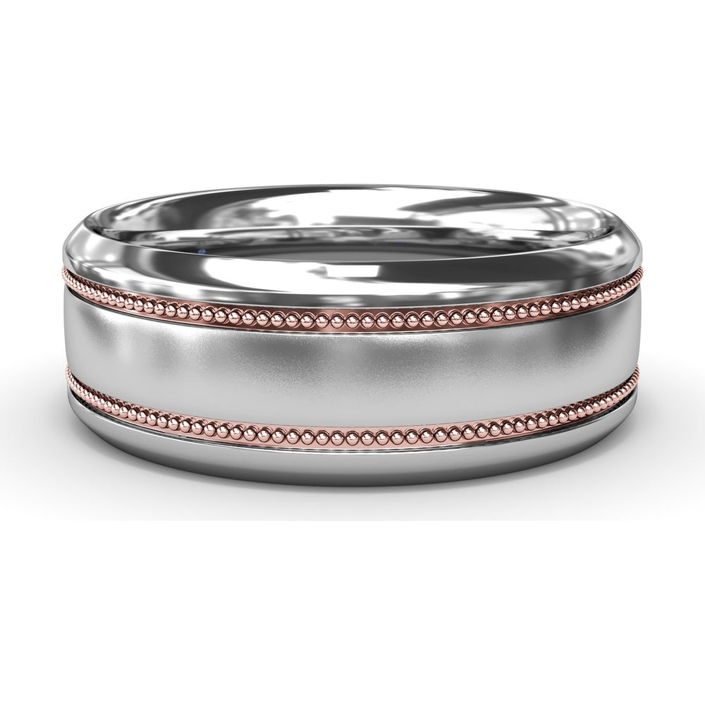 8mm Men's Band with Milgrain Edges and Sandblast Finish by Fana