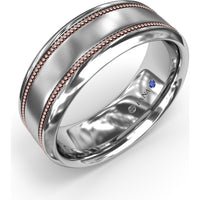 8mm Men's Band with Milgrain Edges and Sandblast Finish by Fana