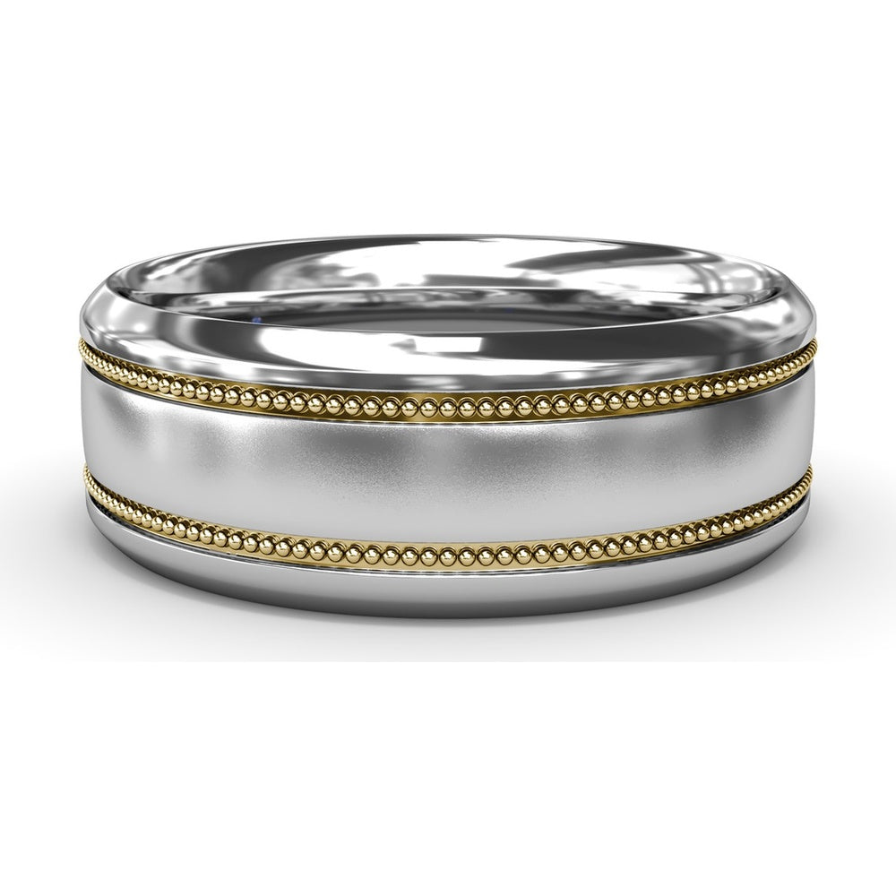 8mm Men's Band with Milgrain Edges and Sandblast Finish by Fana
