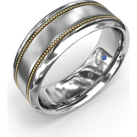 8mm Men's Band with Milgrain Edges and Sandblast Finish by Fana