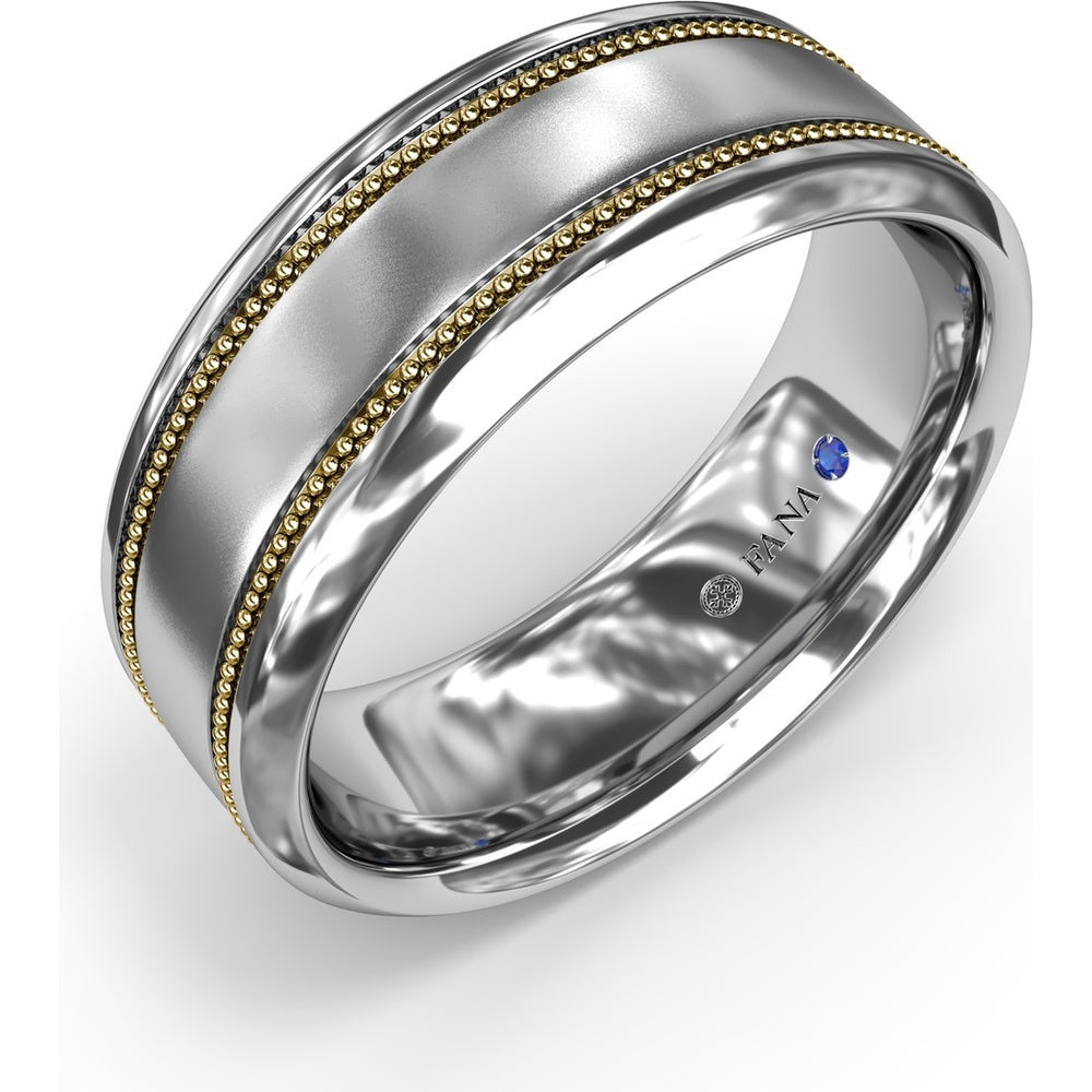 8mm Men's Band with Milgrain Edges and Sandblast Finish by Fana