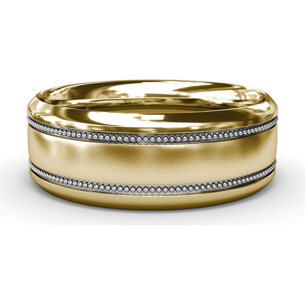 8mm Men's Band with Milgrain Edges and Sandblast Finish by Fana