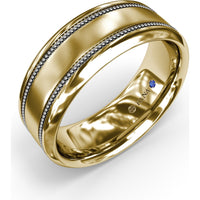 8mm Men's Band with Milgrain Edges and Sandblast Finish by Fana