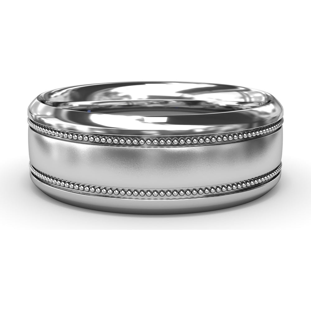 8mm Men's Band with Milgrain Edges and Sandblast Finish by Fana