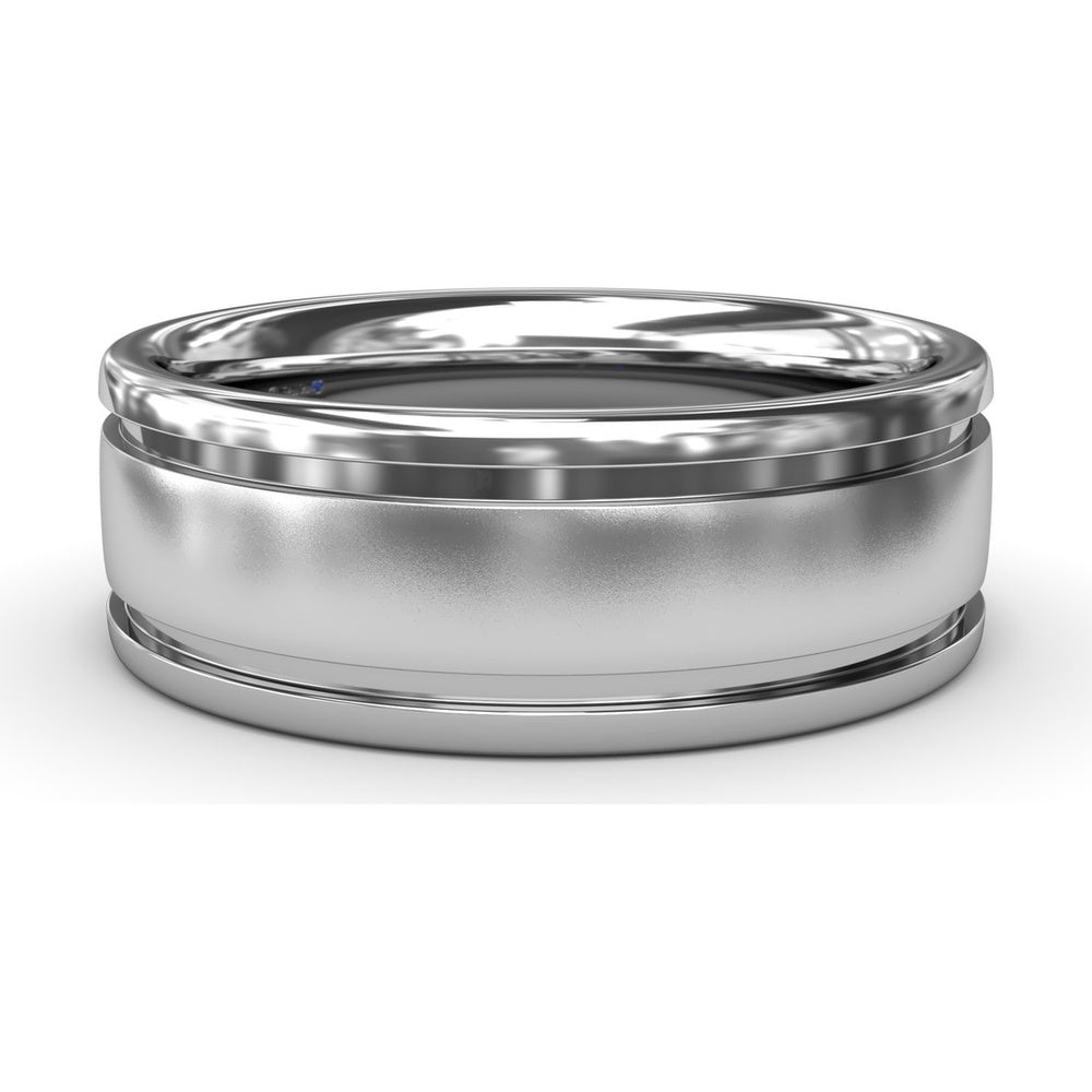 8mm Men's Band with Sandblast Finish Center and Polished Edges by Fana