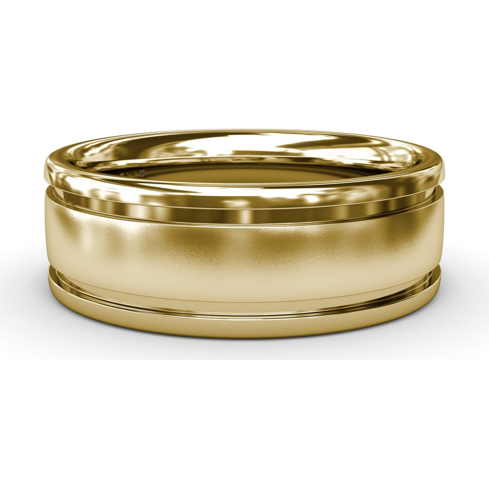 8mm Men's Band with Sandblast Finish Center and Polished Edges by Fana