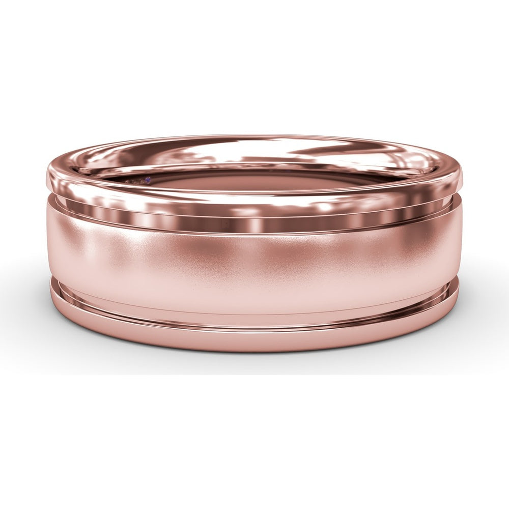 8mm Men's Band with Sandblast Finish Center and Polished Edges by Fana