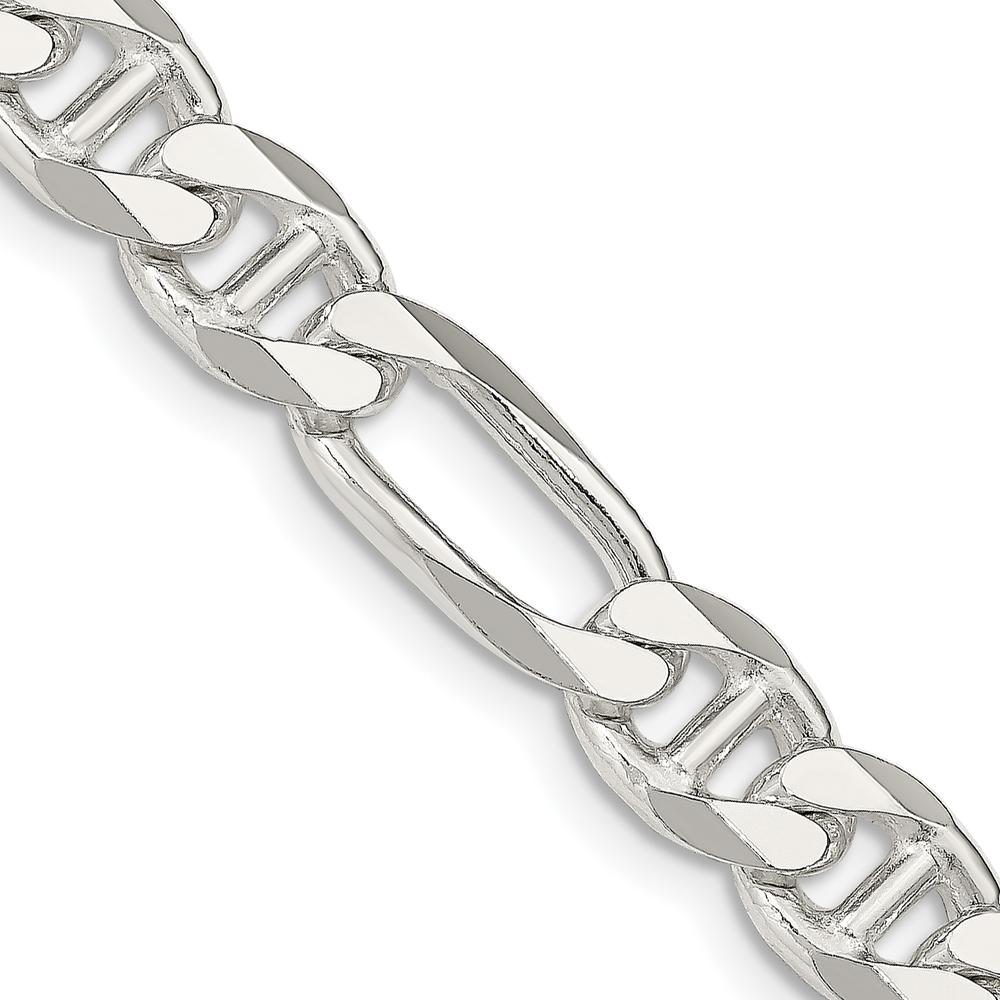 925 Sterling Silver 20" Figaro Anchor Chain Necklace - Polished Finish by Lumare Gioia