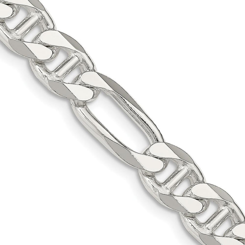925 Sterling Silver 20" Figaro Anchor Chain Necklace - Polished Finish by Lumare Gioia