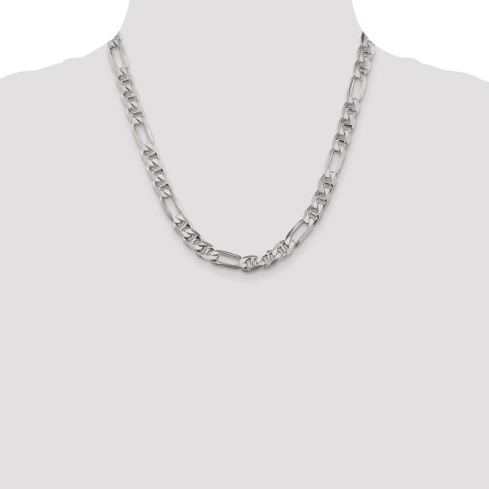 925 Sterling Silver 20" Figaro Anchor Chain Necklace - Polished Finish by Lumare Gioia