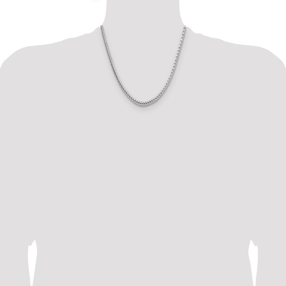 925 Sterling Silver 20" Rhodium-Plated Diamond-Cut Franco Chain - 3.8mm Width by Lumare Gioia
