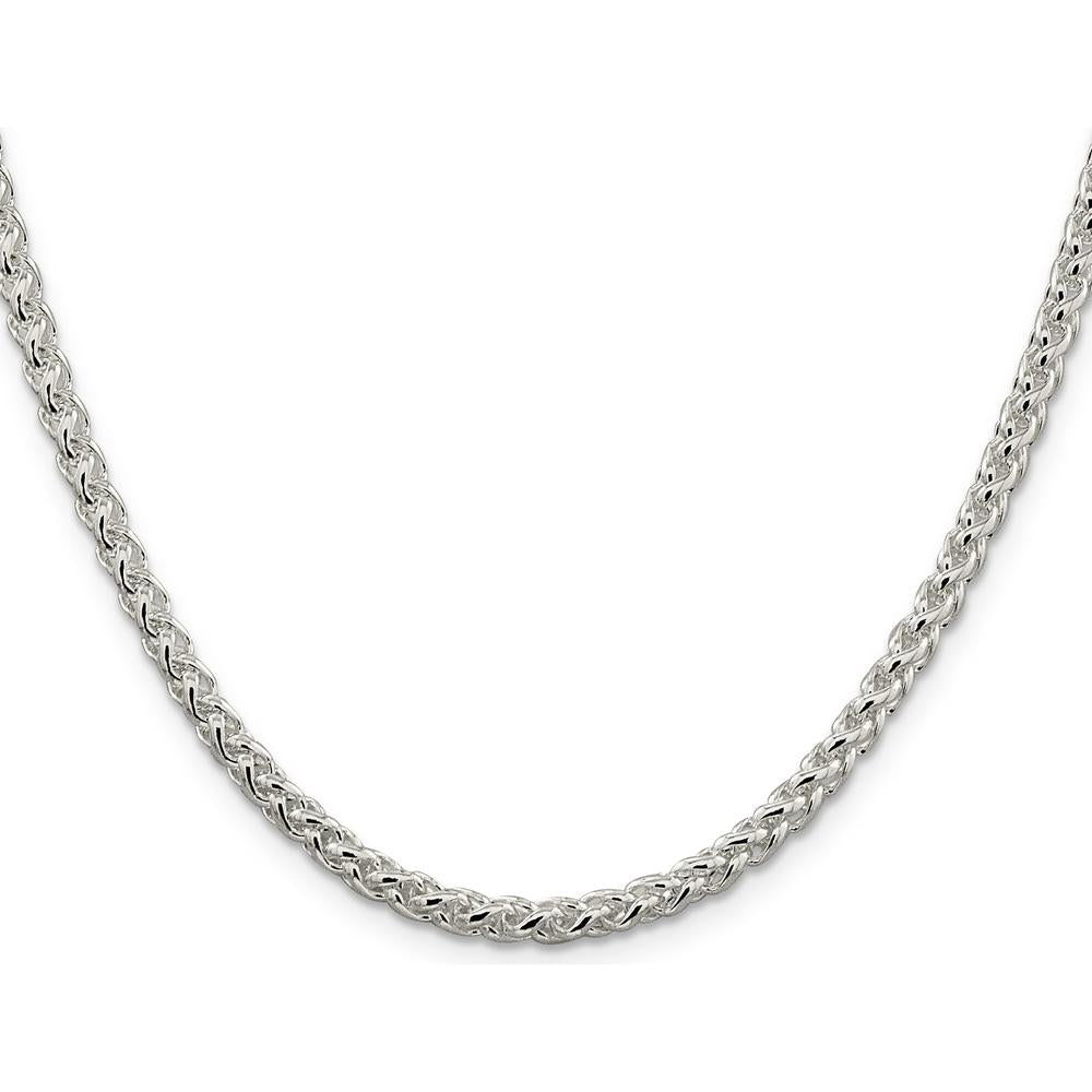 925 Sterling Silver 22" 4mm Round Spiga Chain with Polished Finish by Lumare Gioia