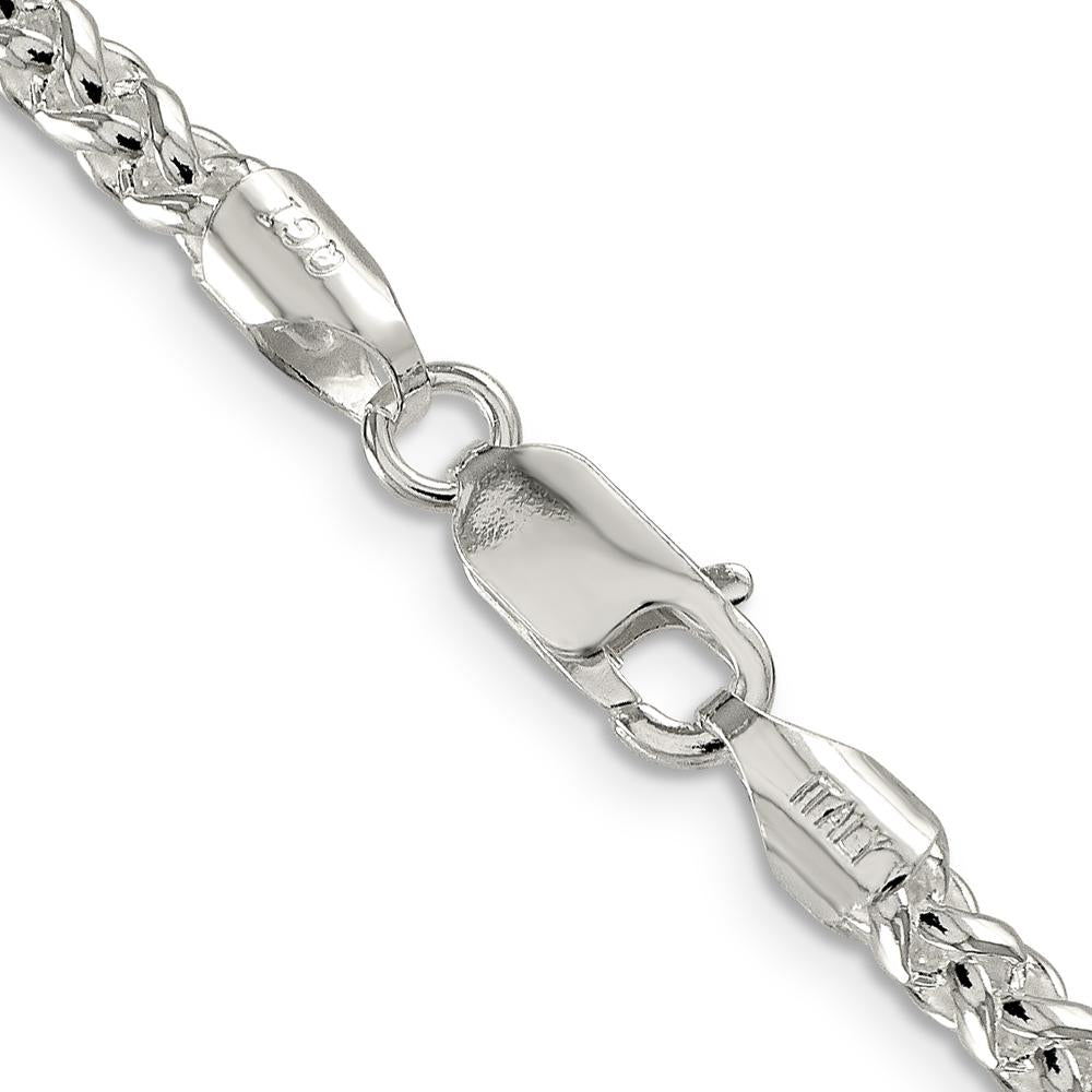 925 Sterling Silver 22" 4mm Round Spiga Chain with Polished Finish by Lumare Gioia