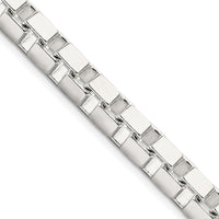 925 Sterling Silver 22" 7mm Polished Box Chain Necklace with Lobster Clasp by Lumare Gioia