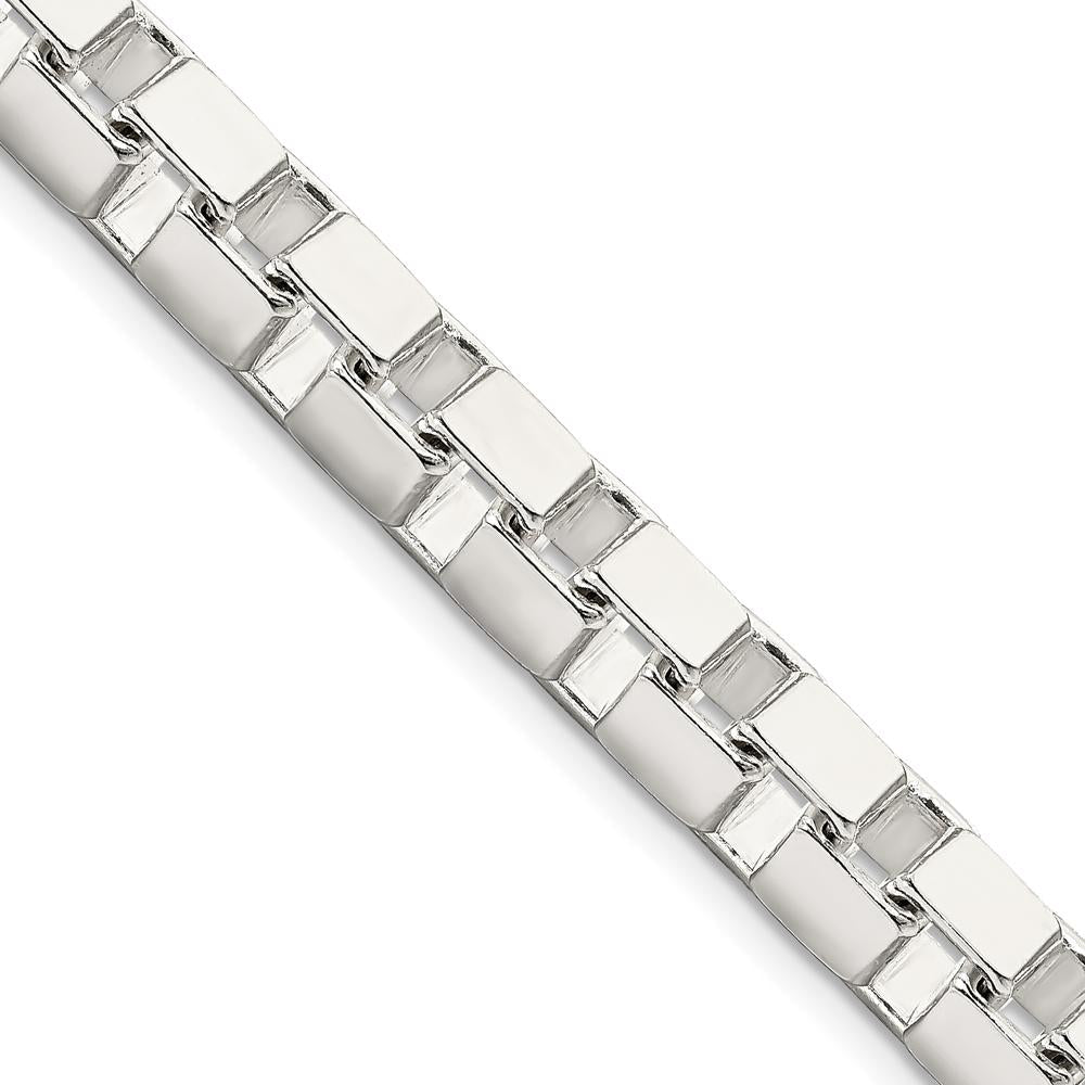 925 Sterling Silver 22" 7mm Polished Box Chain Necklace with Lobster Clasp by Lumare Gioia