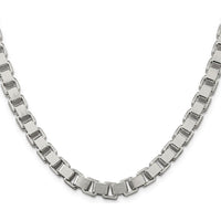 925 Sterling Silver 22" 7mm Polished Box Chain Necklace with Lobster Clasp by Lumare Gioia