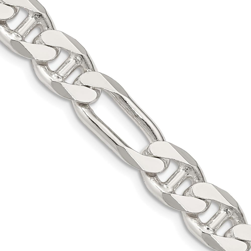 925 Sterling Silver 22" Figaro Anchor Chain Necklace - 8.75mm Width by Lumare Gioia