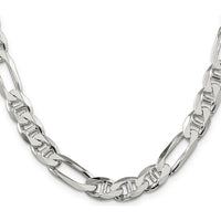 925 Sterling Silver 22" Figaro Anchor Chain Necklace - 8.75mm Width by Lumare Gioia