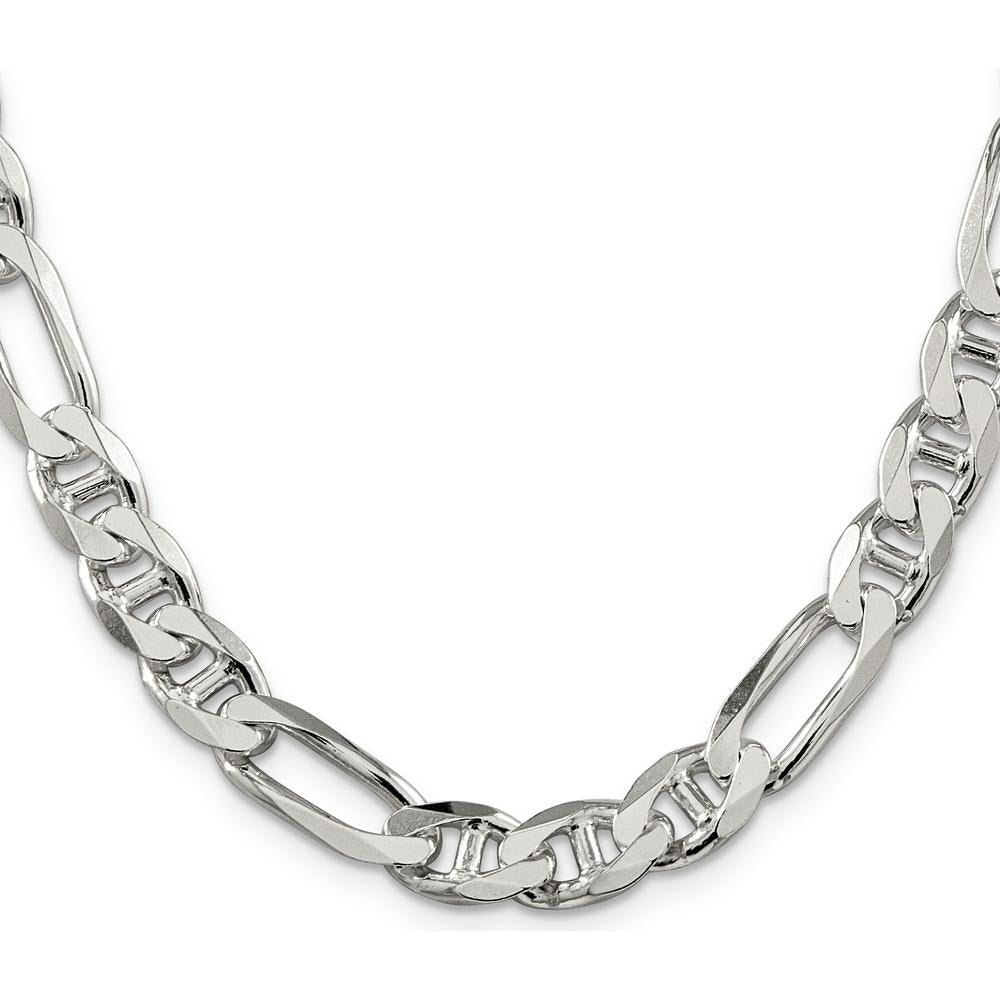 925 Sterling Silver 22" Figaro Anchor Chain Necklace - 8.75mm Width by Lumare Gioia