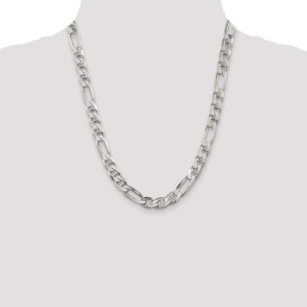 925 Sterling Silver 22" Figaro Anchor Chain Necklace - 8.75mm Width by Lumare Gioia