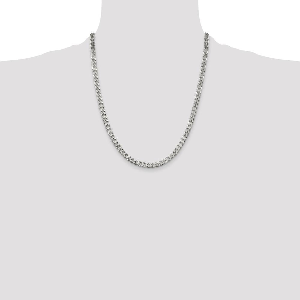925 Sterling Silver 22" Polished 5mm Curb Chain Necklace by Lumare Gioia