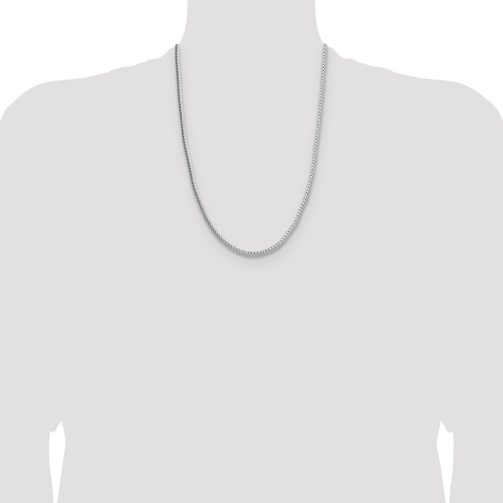 925 Sterling Silver 24" 3.4mm Diamond-Cut Round Franco Chain with Lobster Clasp by Lumare Gioia