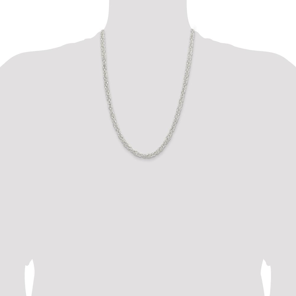 925 Sterling Silver 24" 5.5mm Rounded Byzantine Chain - Polished Finish by Lumare Gioia