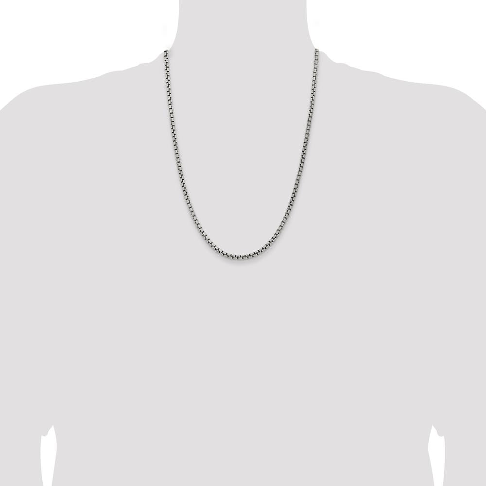 925 Sterling Silver 24" Antiqued Box Chain - 3.6mm Width by Lumare Gioia