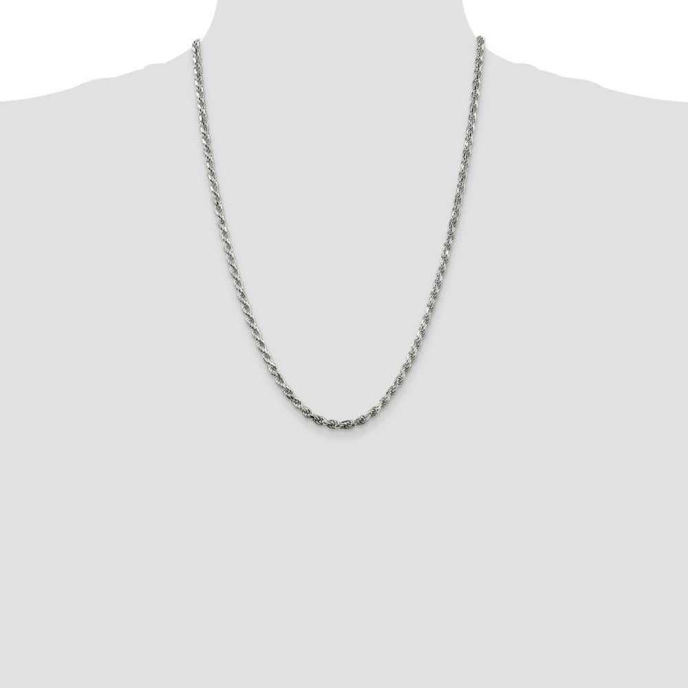925 Sterling Silver 24" Diamond-Cut Rope Chain - 3.75mm Width by Lumare Gioia