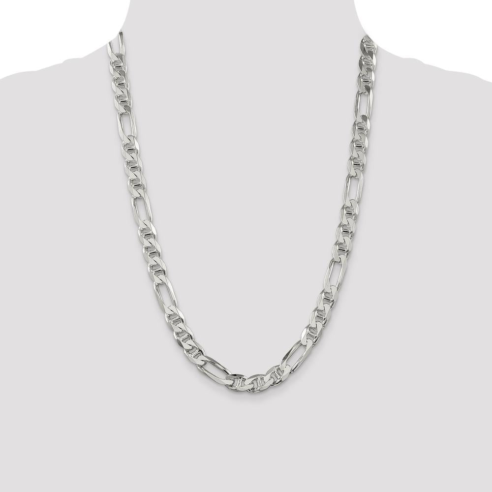 925 Sterling Silver 24" Figaro Anchor Chain - 8.75mm Width by Lumare Gioia