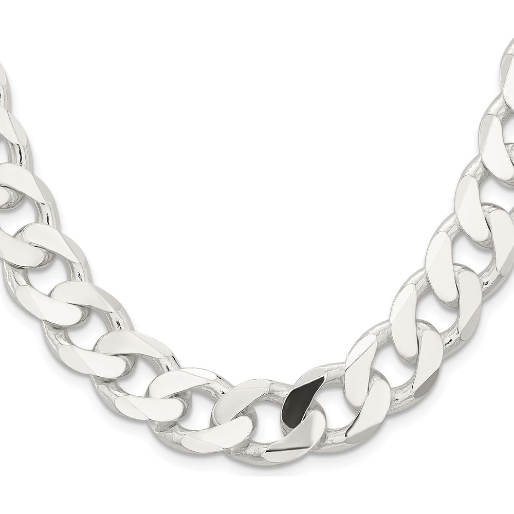 925 Sterling Silver 24" Polished Curb Chain with Lobster Clasp by Lumare Gioia