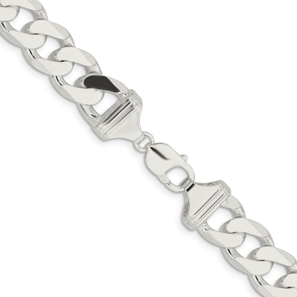 925 Sterling Silver 24" Polished Curb Chain with Lobster Clasp by Lumare Gioia