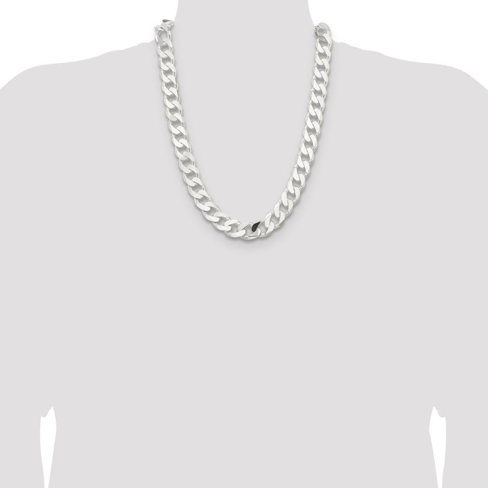 925 Sterling Silver 24" Polished Curb Chain with Lobster Clasp by Lumare Gioia