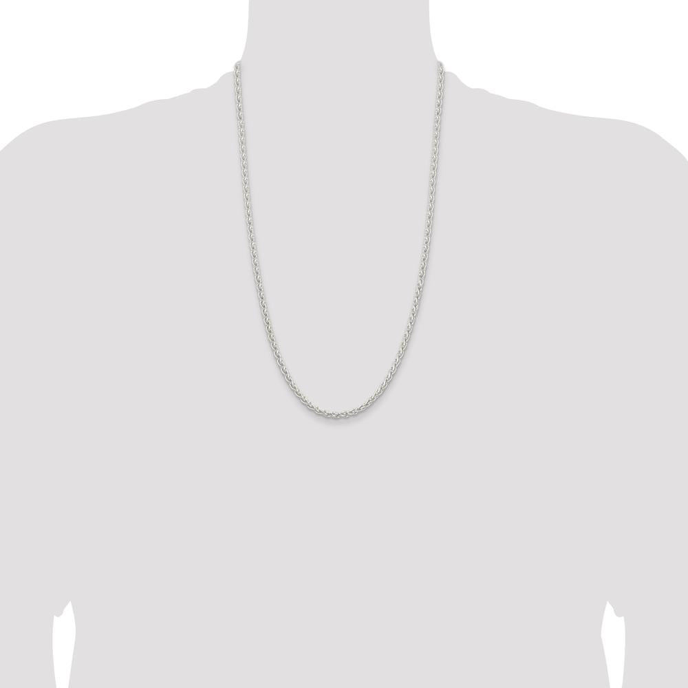 925 Sterling Silver 26" 3.7mm Spiga Chain with Lobster Clasp by Lumare Gioia