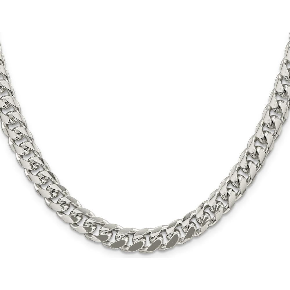 925 Sterling Silver 26" Domed Curb Chain with Diamond-Cut Texture - 8.5mm Width by Lumare Gioia