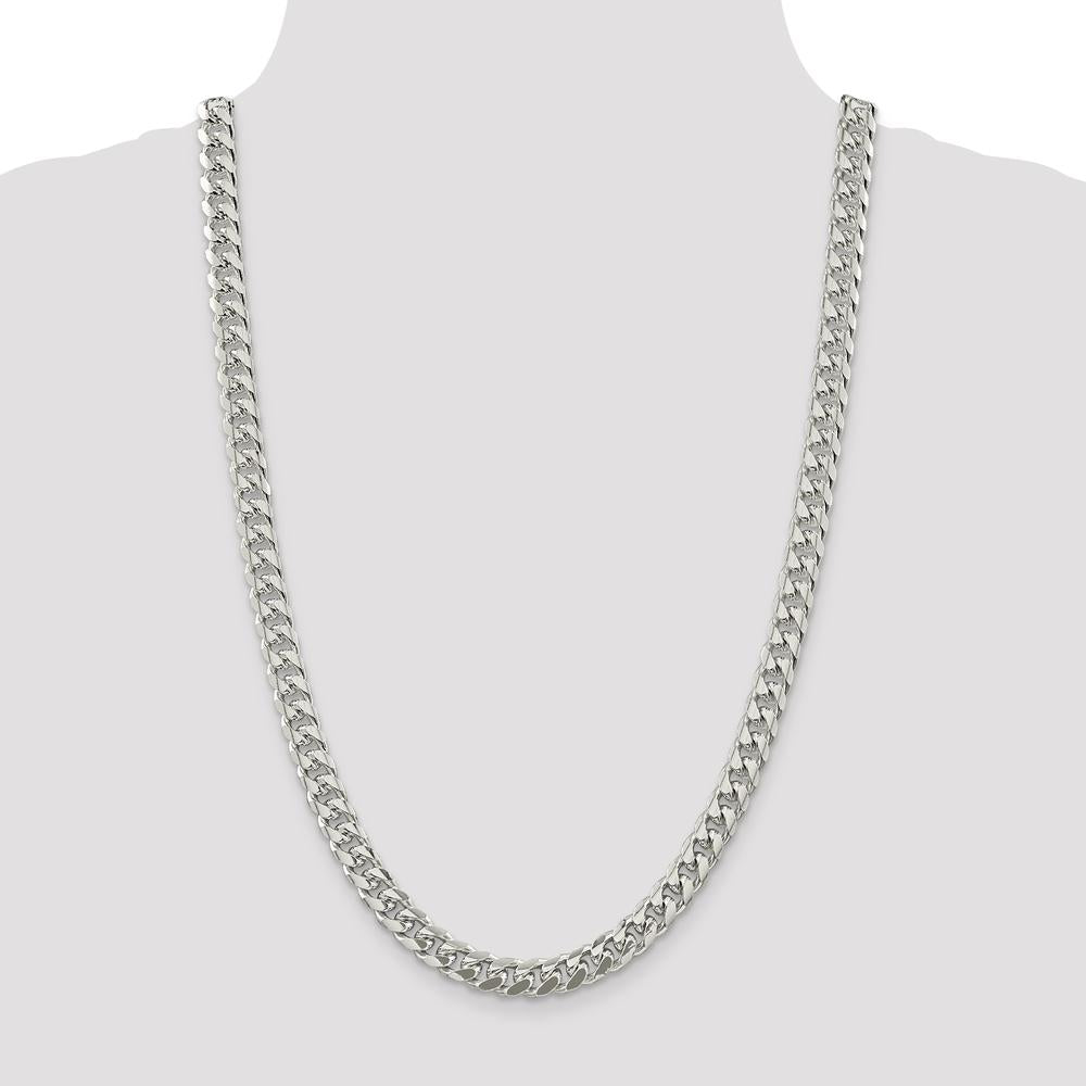 925 Sterling Silver 26" Domed Curb Chain with Diamond-Cut Texture - 8.5mm Width by Lumare Gioia