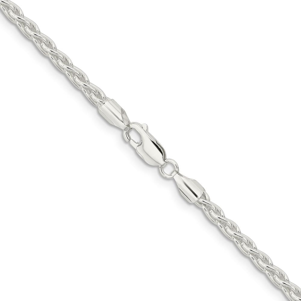 925 Sterling Silver 28" 3.7mm Round Spiga Chain with Lobster Clasp by Lumare Gioia