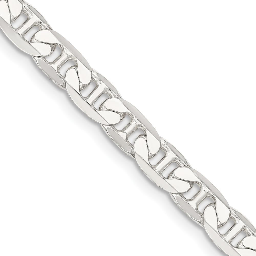 925 Sterling Silver 28" 7mm Flat Anchor Chain Necklace - Polished Finish by Lumare Gioia