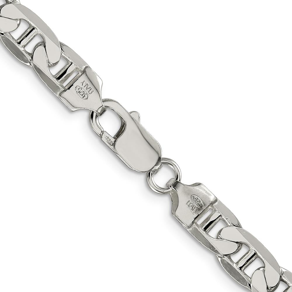925 Sterling Silver 28" 7mm Flat Anchor Chain Necklace - Polished Finish by Lumare Gioia
