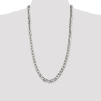 925 Sterling Silver 28" 7mm Flat Anchor Chain Necklace - Polished Finish by Lumare Gioia