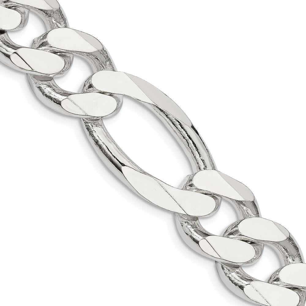 925 Sterling Silver 28" Polished Figaro Chain Necklace - 15mm Width by Lumare Gioia