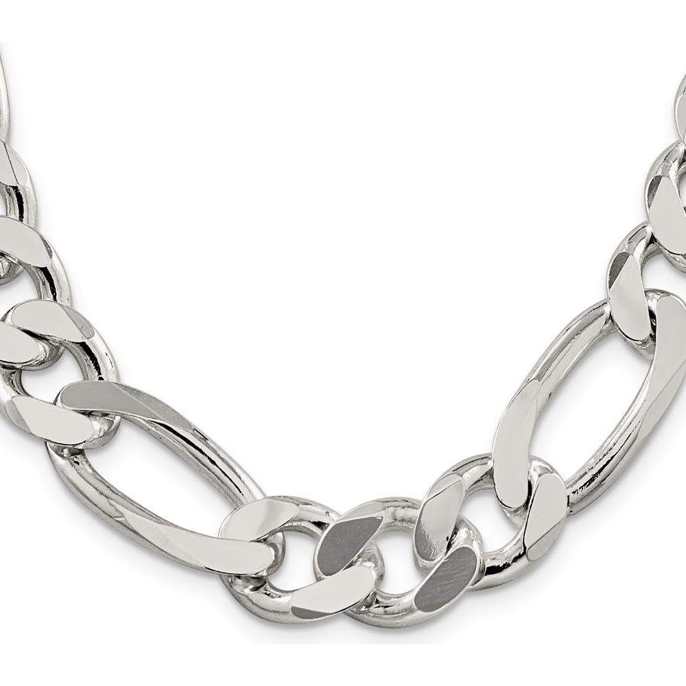 925 Sterling Silver 28" Polished Figaro Chain Necklace - 15mm Width by Lumare Gioia