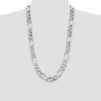 925 Sterling Silver 28" Polished Figaro Chain Necklace - 15mm Width by Lumare Gioia