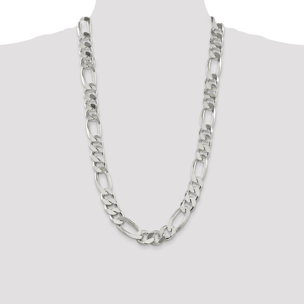 925 Sterling Silver 28" Polished Figaro Chain Necklace - 15mm Width by Lumare Gioia