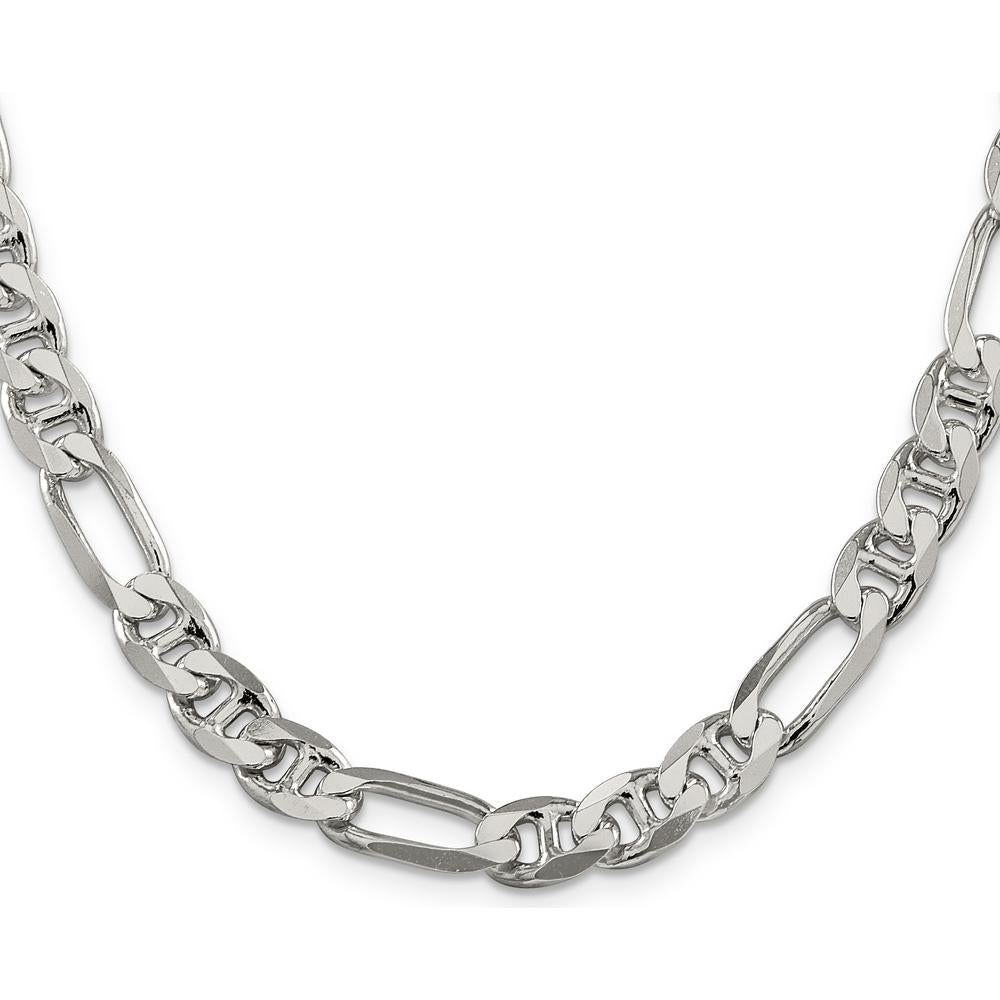 925 Sterling Silver 30" Polished Figaro Anchor Chain Necklace for Men by Lumare Gioia